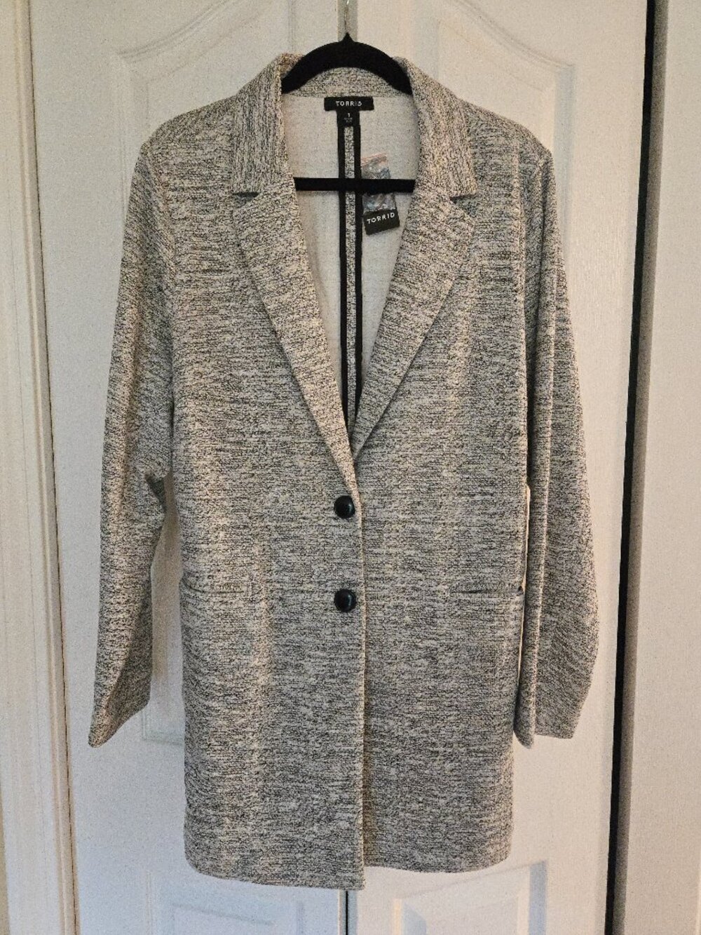 NWT Torrid Marled Grey Double-Knit Boyfriend Blazer, 1X (14/16)